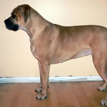 Adult Boerboel standing on grass.